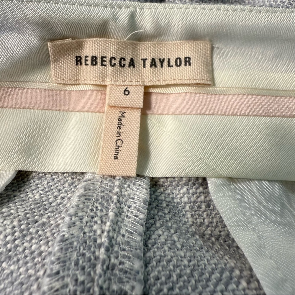 Rebecca Taylor Slub Straight Ankle Length Dove Gray Tweed Dress Pants Size 6 - Picture 5 of 7